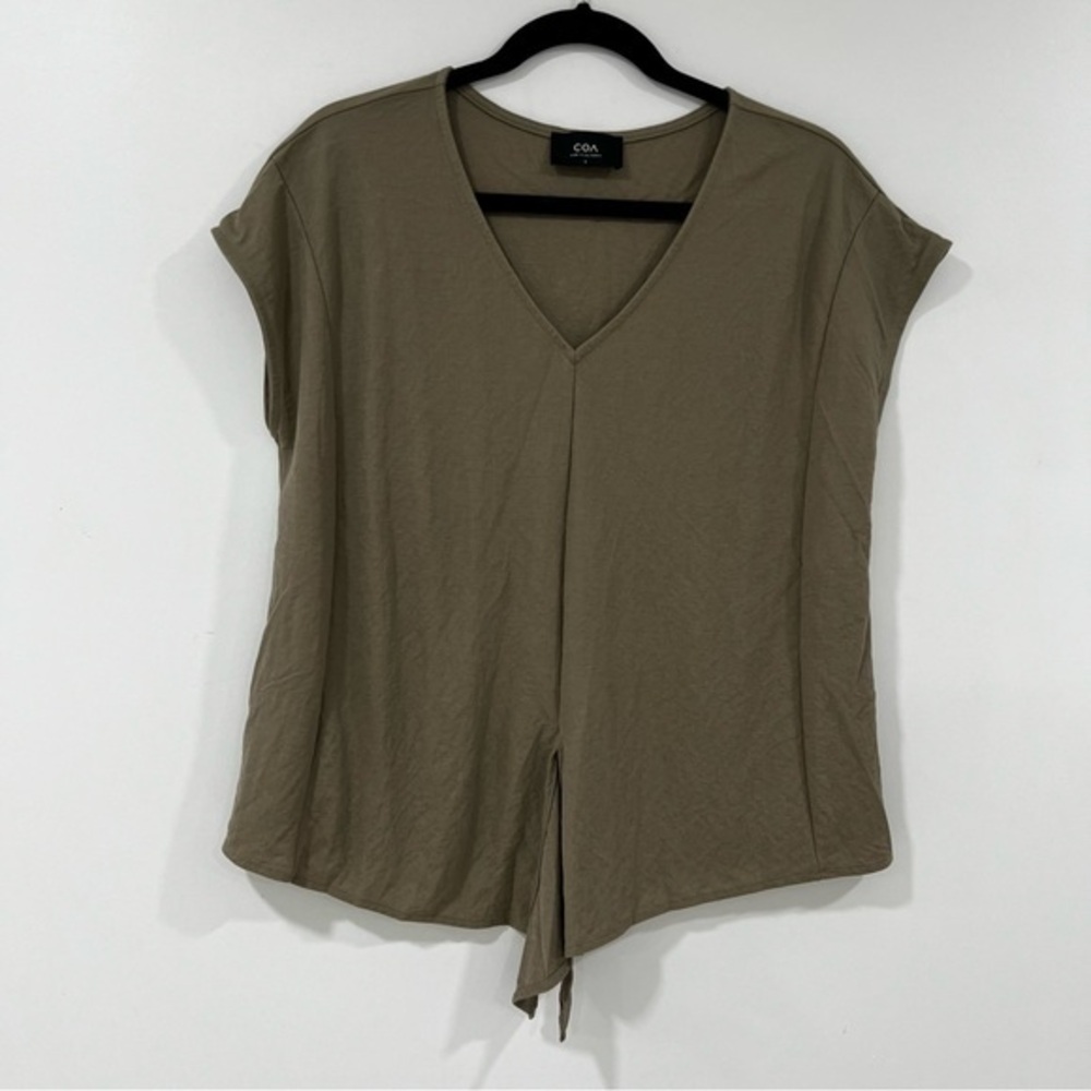 CO Women's Tan V-Neck Blouse